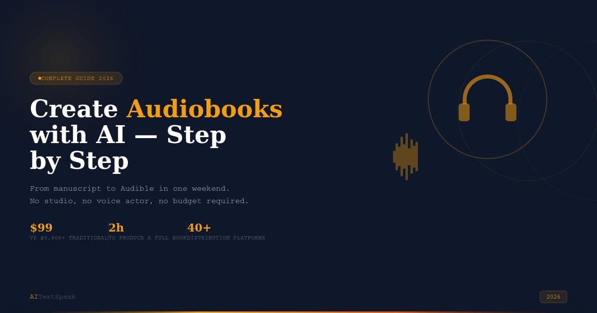 How to Create Audiobooks with AI Text-to-Speech in 2026 (Step-by-Step)