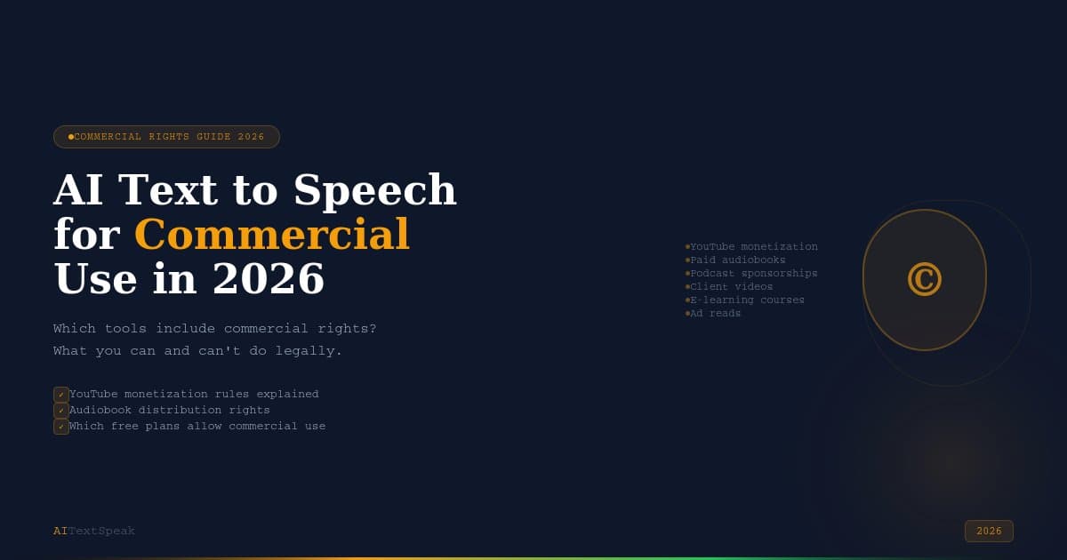 AI Text to Speech for Commercial Use in 2026 — What You Need to Know